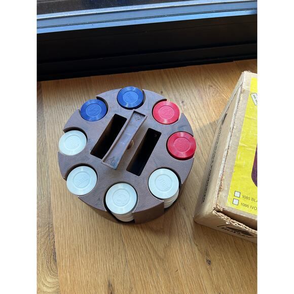 Vintage Hoyle Revolving Poker Chip Rack w/200 Interlocking Chips & Original Box - Picture 4 of 5